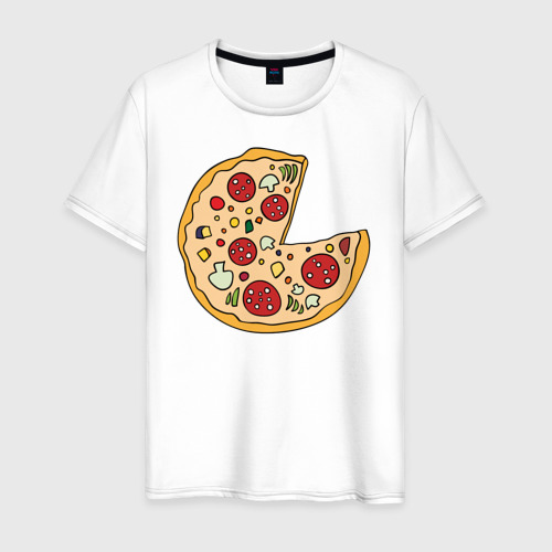 Мужская футболка хлопок с принтом Пицца парная, вид спереди #2