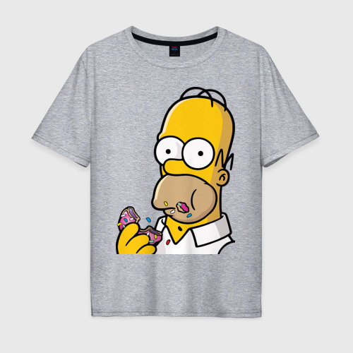 Мужская футболка хлопок Oversize с принтом Гомер с  Пончиком, вид спереди #2