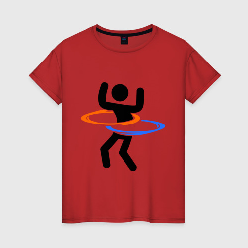 Женская футболка хлопок с принтом Portal (Портал) хулахуп, вид спереди #2