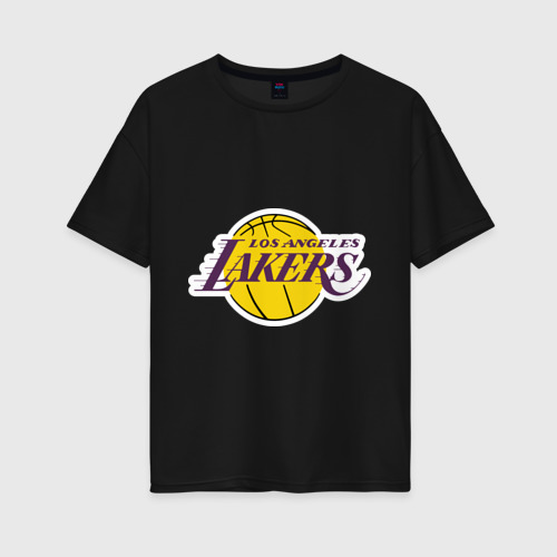 Женская футболка хлопок Oversize с принтом LA Lakers, вид спереди #2