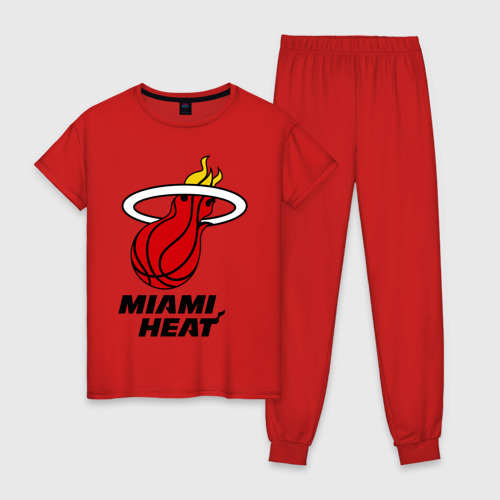 Женская пижама хлопок с принтом Miami Heat-logo, вид спереди #2