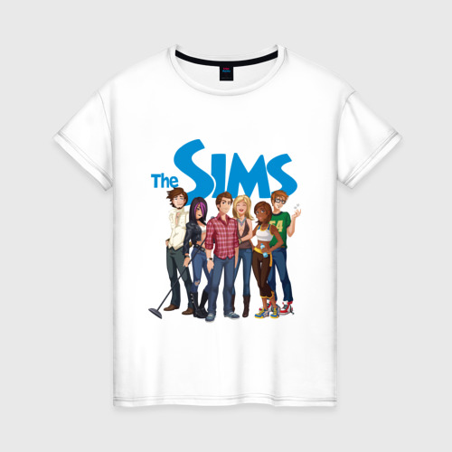 Женская футболка хлопок с принтом The Sims heroes, вид спереди #2