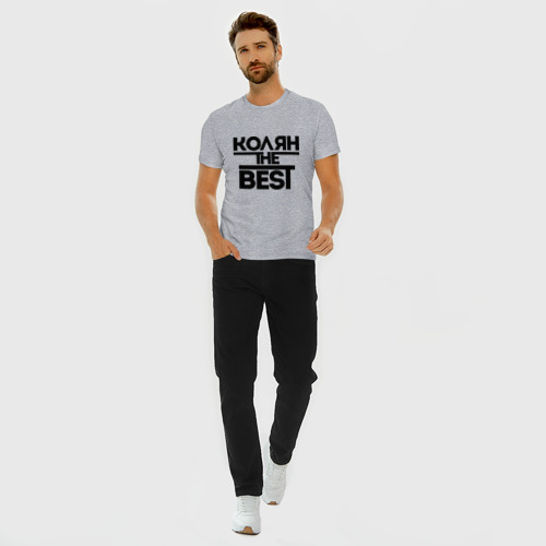 Мужская футболка премиум с принтом Колян the best, вид сбоку #3