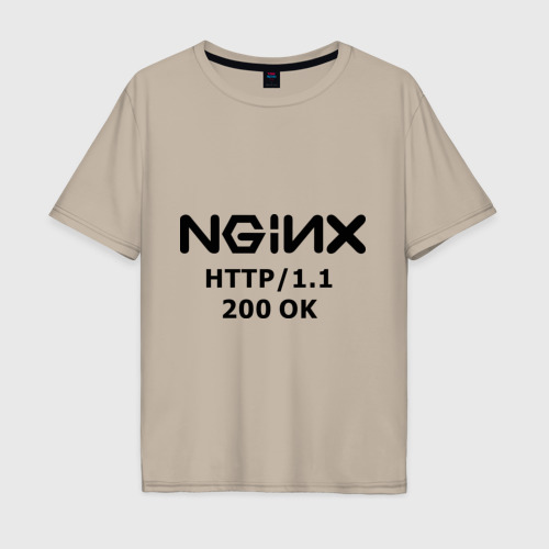 Мужская футболка хлопок Oversize с принтом Nginx 200 OK, вид спереди #2