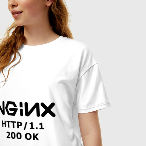 Женская футболка хлопок Oversize с принтом Nginx 200 ok, фото на моделе #1
