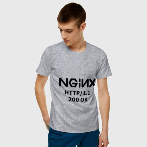 Мужская футболка с принтом Nginx 200 OK, фото на моделе #1