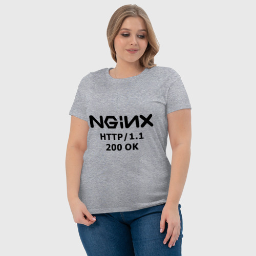 Женская футболка хлопок с принтом Nginx 200 OK, фото #4