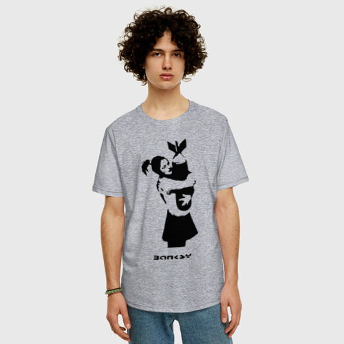 Мужская футболка хлопок Oversize с принтом Девочка с бомбой, фото на моделе #1