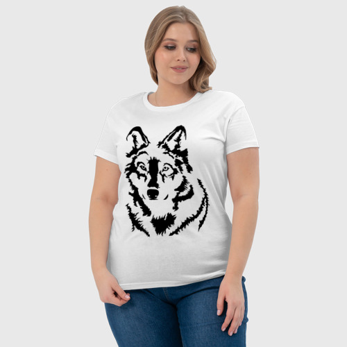 Женская футболка хлопок с принтом Чёрный волк, фото #4