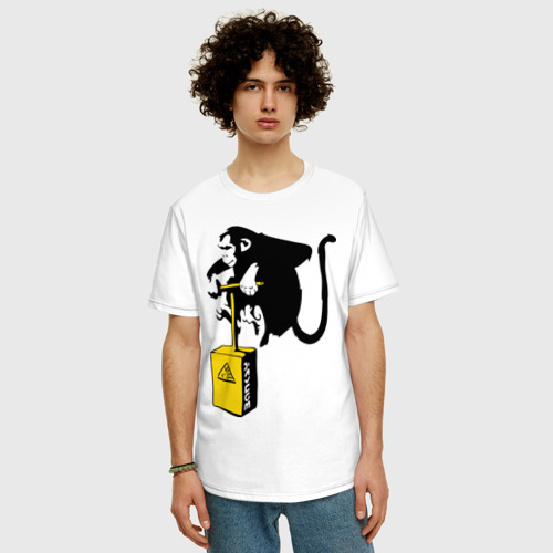 Мужская футболка хлопок Oversize с принтом TNT monkey Banksy, фото на моделе #1