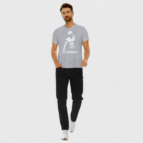Мужская футболка хлопок Slim с принтом Conquer, вид сбоку #3