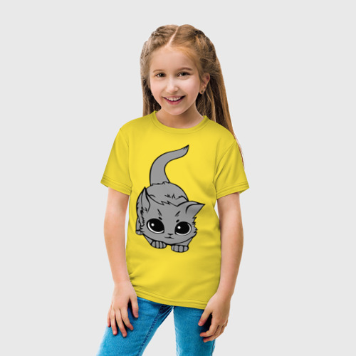 Детская футболка хлопок с принтом Котенок, вид сбоку #3