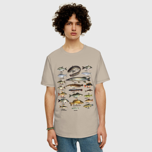 Мужская футболка хлопок Oversize с принтом Популярные виды рыб, фото на моделе #1