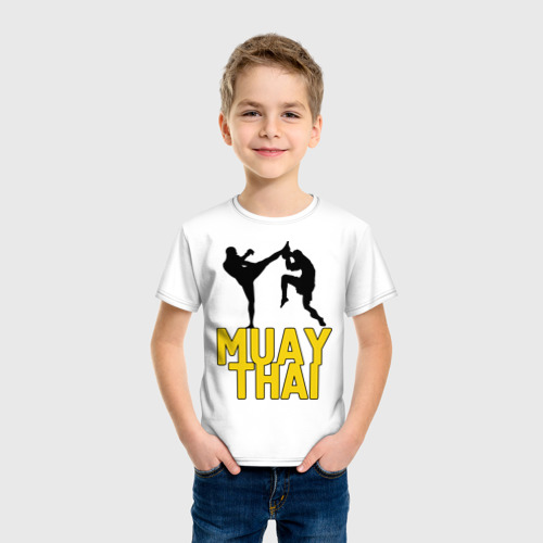 Детская футболка хлопок с принтом Муай тай Muay Thai, фото на моделе #1