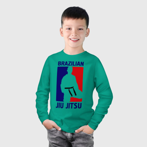 Детский лонгслив хлопок с принтом Джиу-джитсу  (Jiu jitsu), фото на моделе #1