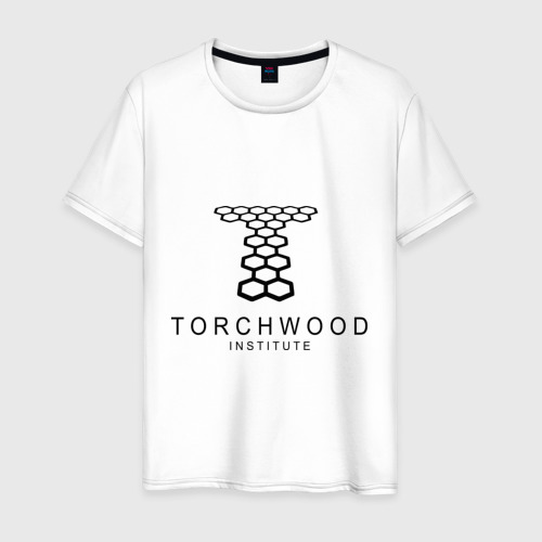 Мужская футболка хлопок с принтом Torchwood Institute, вид спереди #2