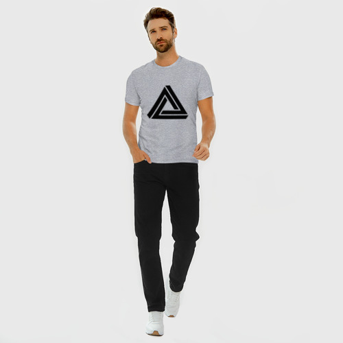 Мужская футболка хлопок Slim с принтом Triangle Visual Illusion, вид сбоку #3