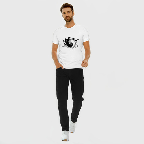 Мужская футболка премиум с принтом Инь-Янь коты, вид сбоку #3