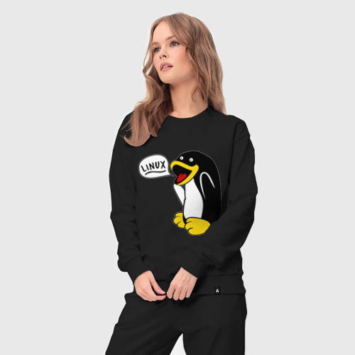Женский костюм хлопок с принтом Пингвин: \Linux\, вид сбоку #3