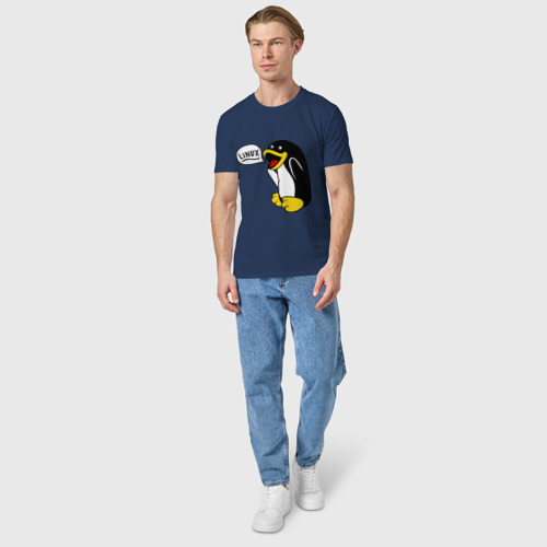 Мужская футболка хлопок с принтом Пингвин: \Linux\, вид сбоку #3