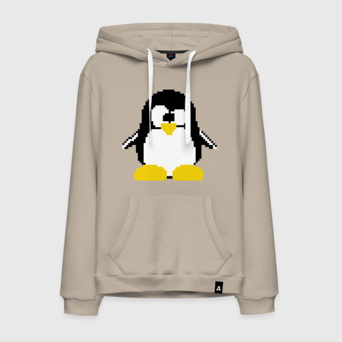 Мужская толстовка хлопок с принтом Битовый пингвин Linux, вид спереди #2