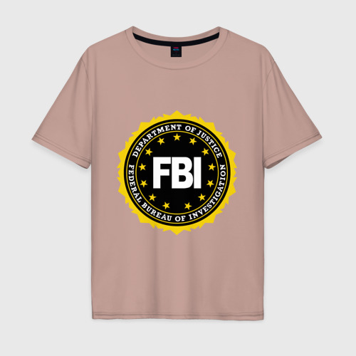 Мужская футболка хлопок Oversize с принтом FBI, вид спереди #2