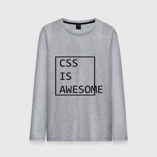 Мужской лонгслив хлопок с принтом CSS is awesome, вид спереди #2