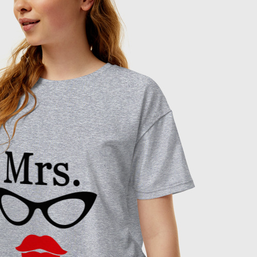 Женская футболка oversize с принтом Миссис (парная), фото на моделе #1