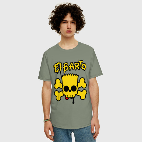 Мужская футболка хлопок Oversize с принтом El Barto, фото на моделе #1