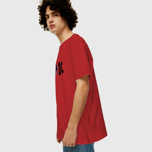 Мужская футболка хлопок Oversize с принтом ACDC, вид сбоку #3