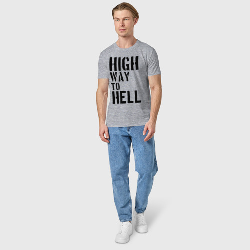 Мужская футболка хлопок с принтом High way to hell, вид сбоку #3