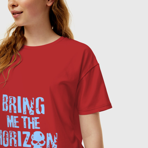 Женская футболка oversize с принтом Bring me the horizon череп, фото на моделе #1