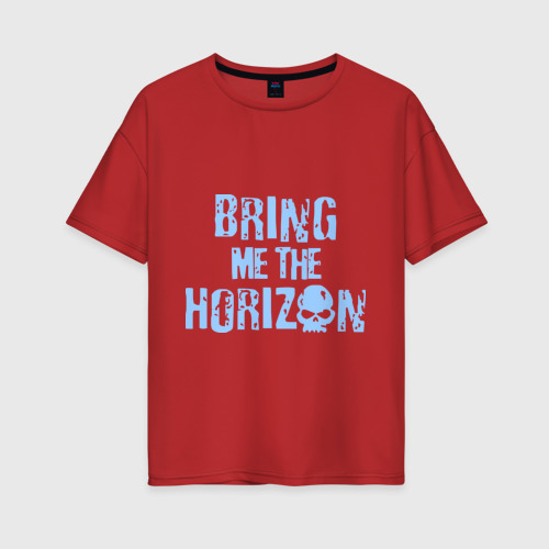 Женская футболка oversize с принтом Bring me the horizon череп, вид спереди #2