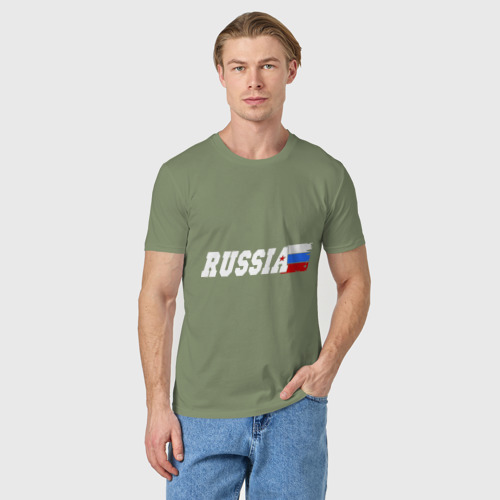 Мужская футболка хлопок с принтом Russia Россия, фото на моделе #1