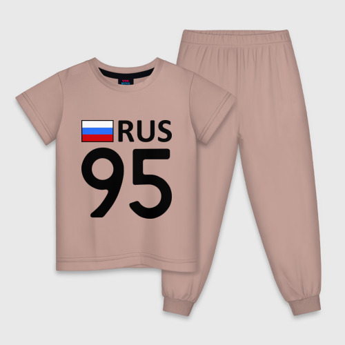Детская пижама хлопок с принтом Чеченская Республика 95, вид спереди #2