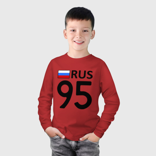 Детский лонгслив хлопок с принтом Чеченская Республика 95, фото на моделе #1