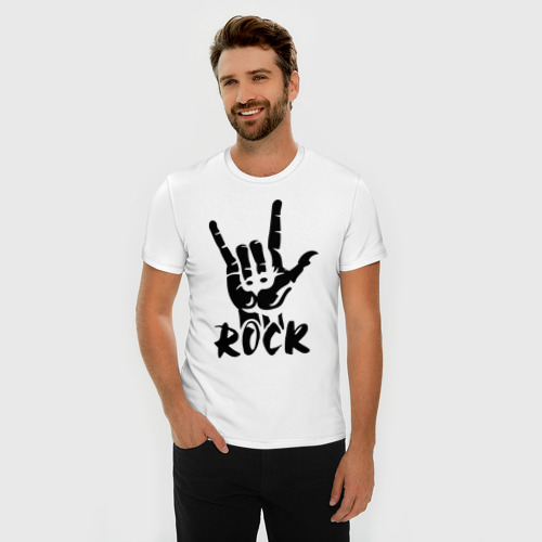 Мужская футболка премиум с принтом Рок (Rock), фото на моделе #1
