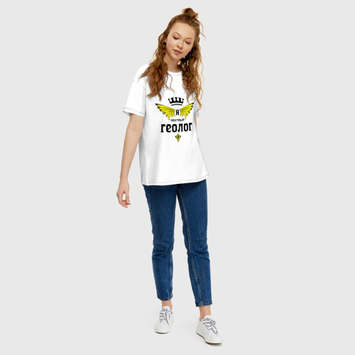 Женская футболка хлопок Oversize с принтом Знатный геолог, вид сбоку #3