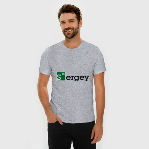 Мужская футболка хлопок Slim с принтом Sergey, фото на моделе #1