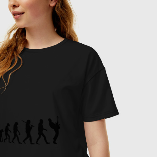Женская футболка хлопок Oversize с принтом Эволюция рока, фото на моделе #1