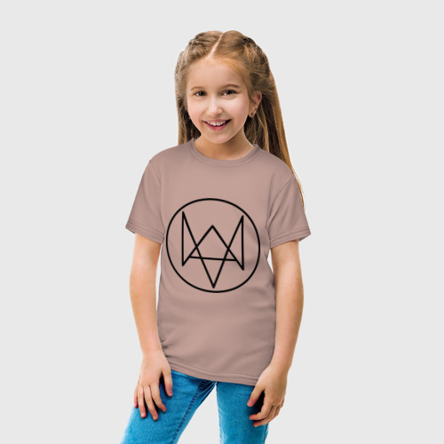 Детская футболка хлопок с принтом Watch Dogs logo, вид сбоку #3