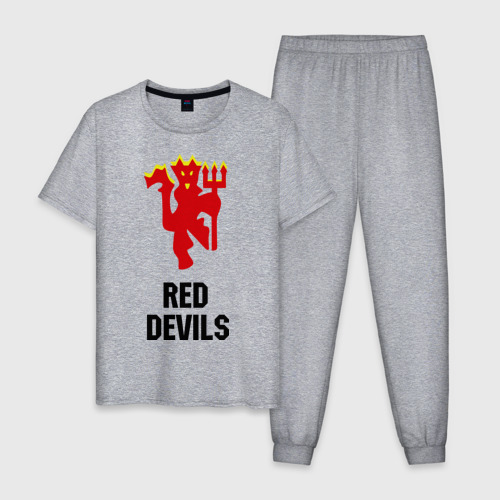 Мужская пижама хлопок с принтом Red devils (manchester united), вид спереди #2