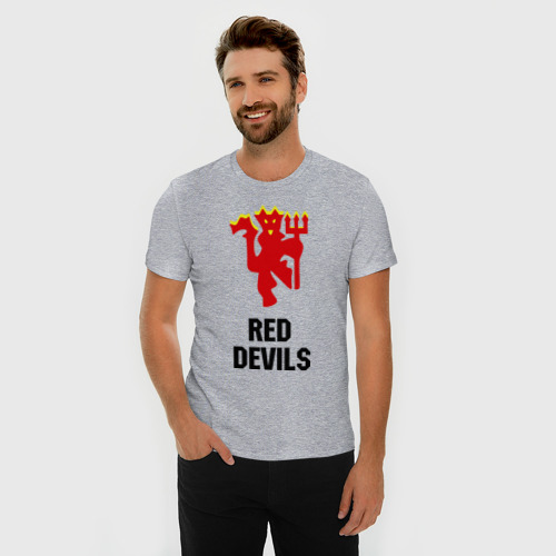 Мужская футболка премиум с принтом Red devils (manchester united), фото на моделе #1