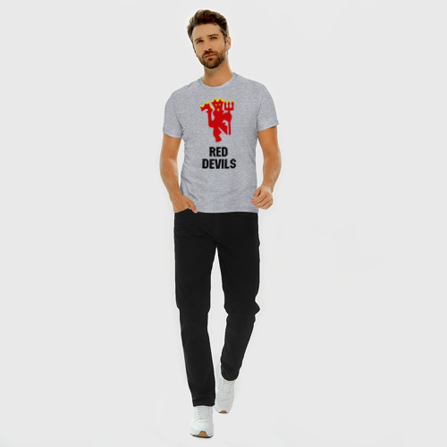 Мужская футболка премиум с принтом Red devils (manchester united), вид сбоку #3