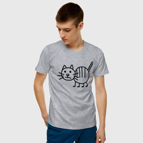 Мужская футболка с принтом Рисунок кота, фото на моделе #1