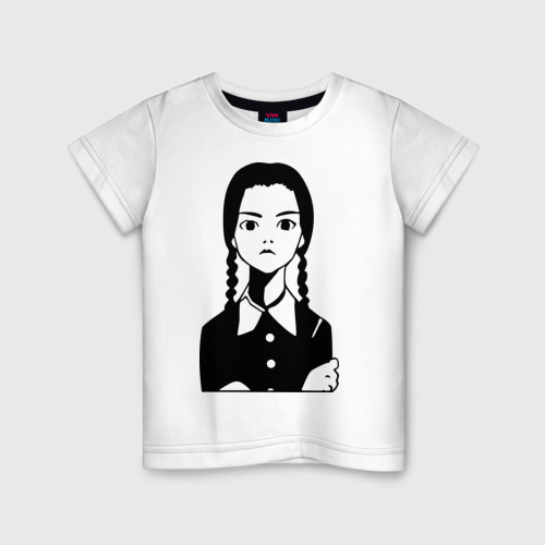 Детская футболка хлопок с принтом Wednesday Addams, вид спереди #2