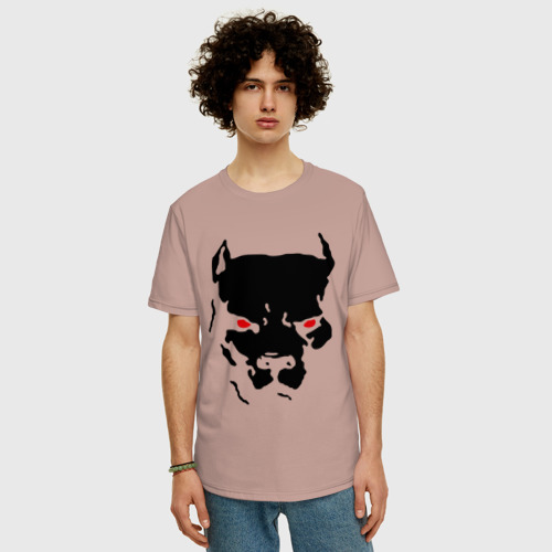 Мужская футболка хлопок Oversize с принтом Старфорширдский терьер, фото на моделе #1