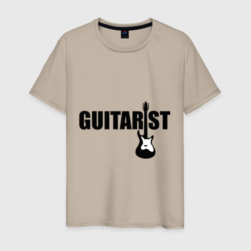 Мужская футболка хлопок с принтом Гитарист, вид спереди #2