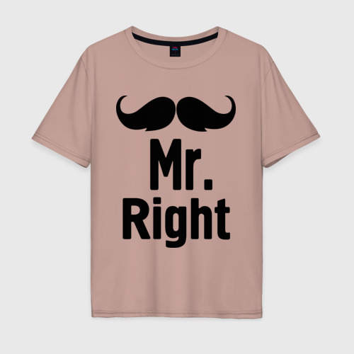 Мужская футболка хлопок Oversize с принтом Мистер прав (парная), вид спереди #2