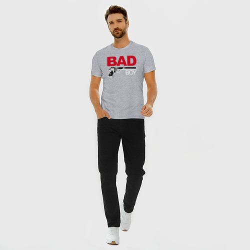 Мужская футболка хлопок Slim с принтом Bad boy плохой парень, вид сбоку #3